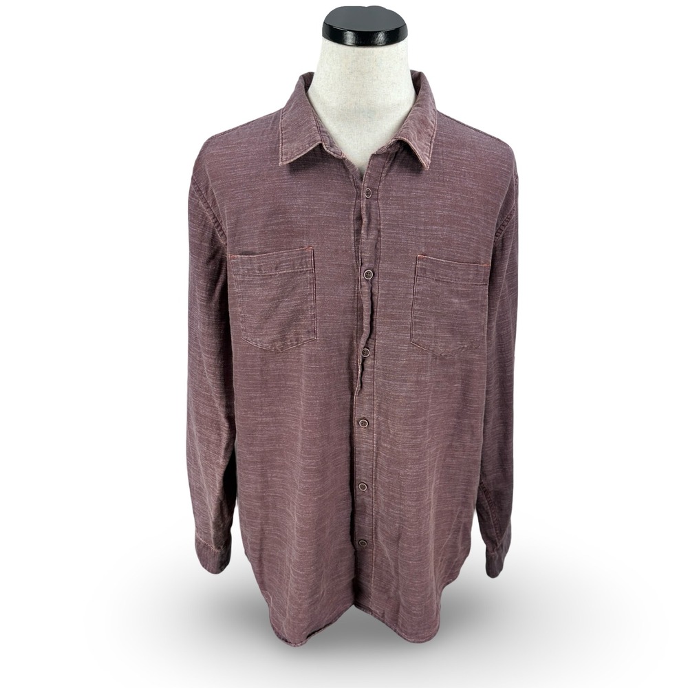 Carbon 2 Cobalt Mens XL Plum Burgundy Slub Cotton Long Sleeve Button Down Shirt‎